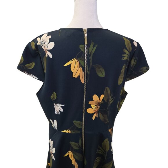 Ted Baker Gallah Floral Cap Sleeve Fit & Flare Skater Dress Size TB 5/US XL - Picture 5 of 8